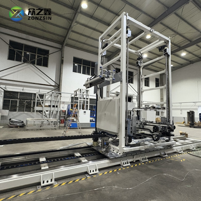 Rail-fixed battery pack insertion robot ZZX2524 in operation