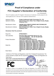 FCC Supplier’s Declaration of Conformity