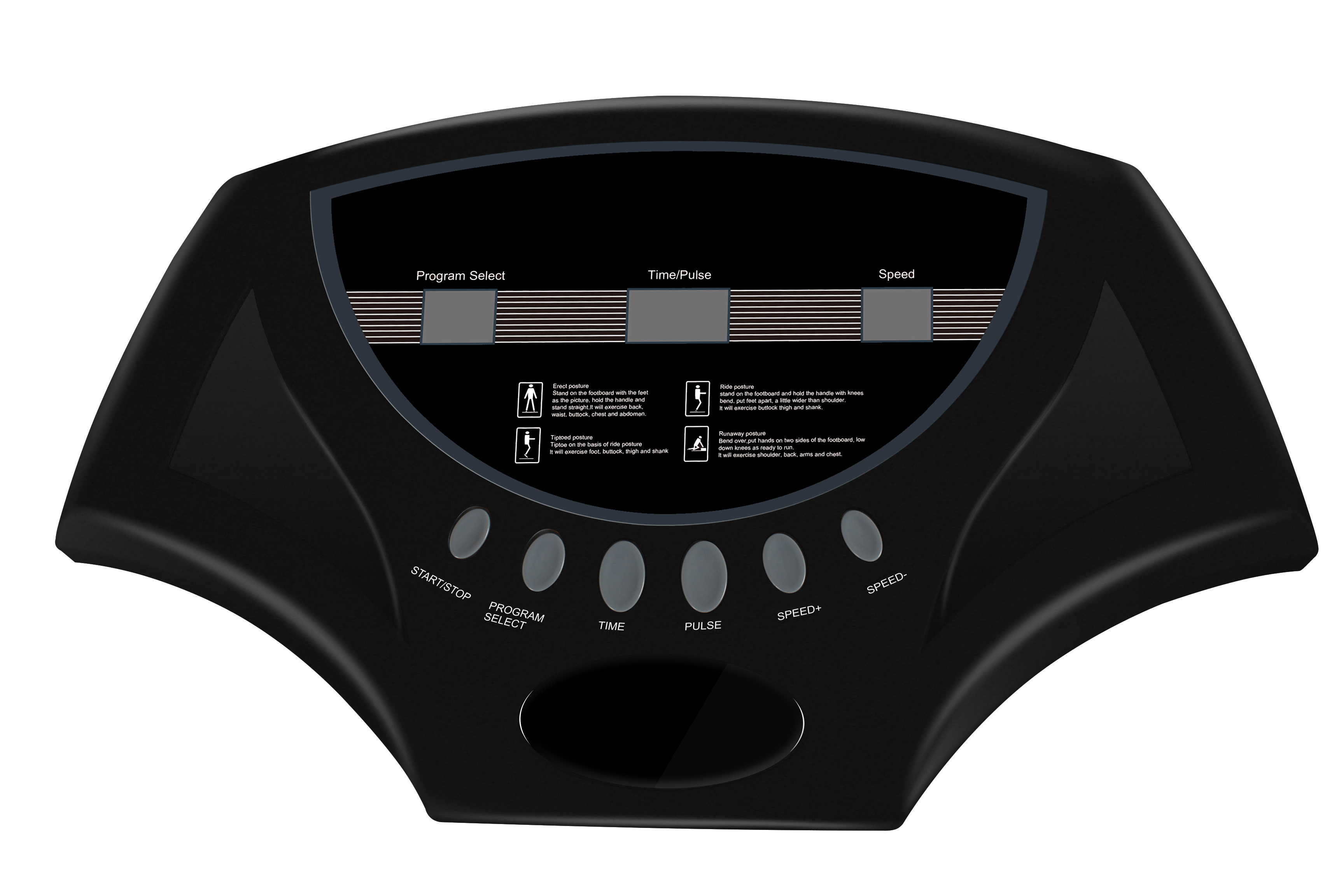Control panel of the HSM-08VF vibration plate showing speed, time, mode, program and pulse readouts