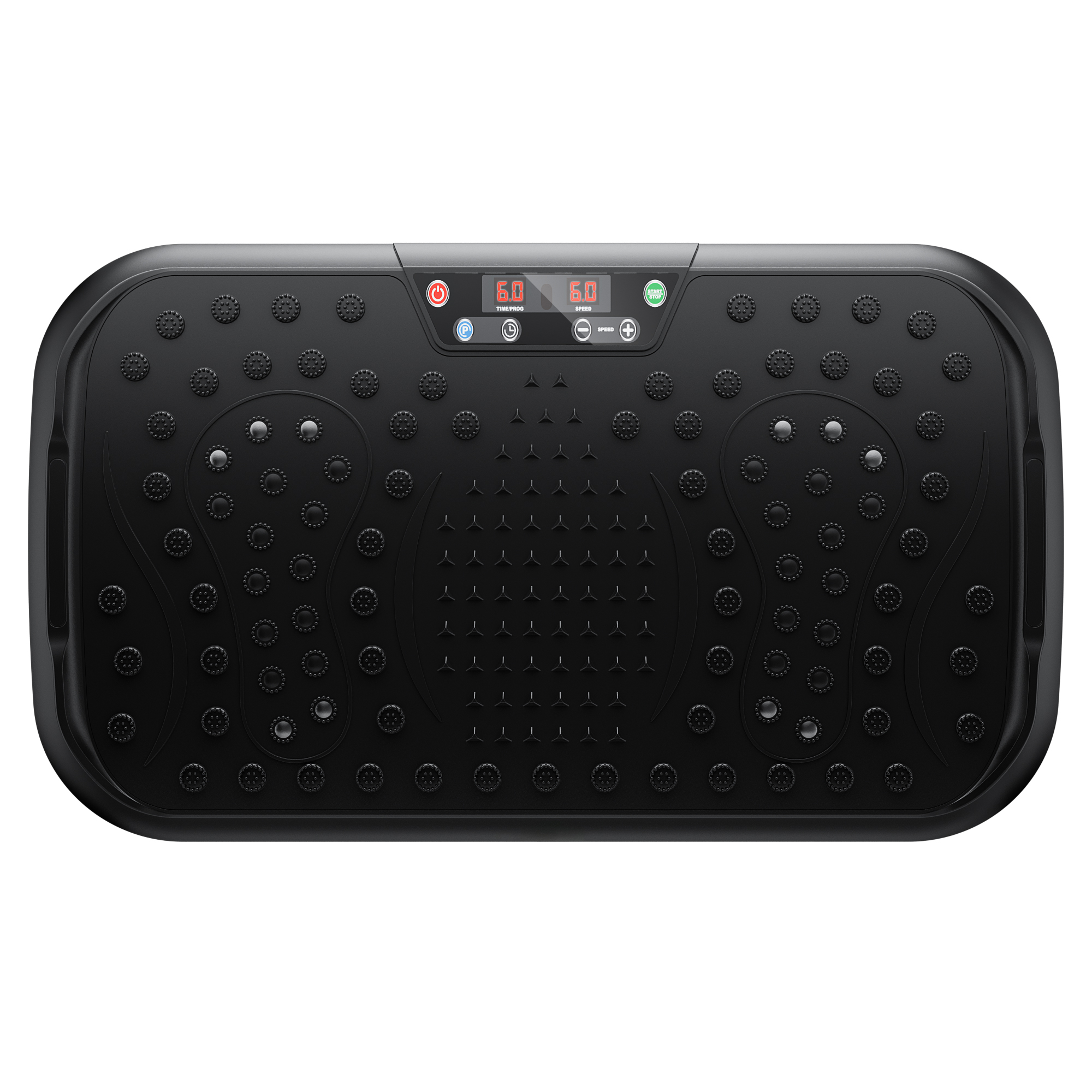 Detail view of the HSM-08VS compact vibration plate showing its ABS housing and control console fields