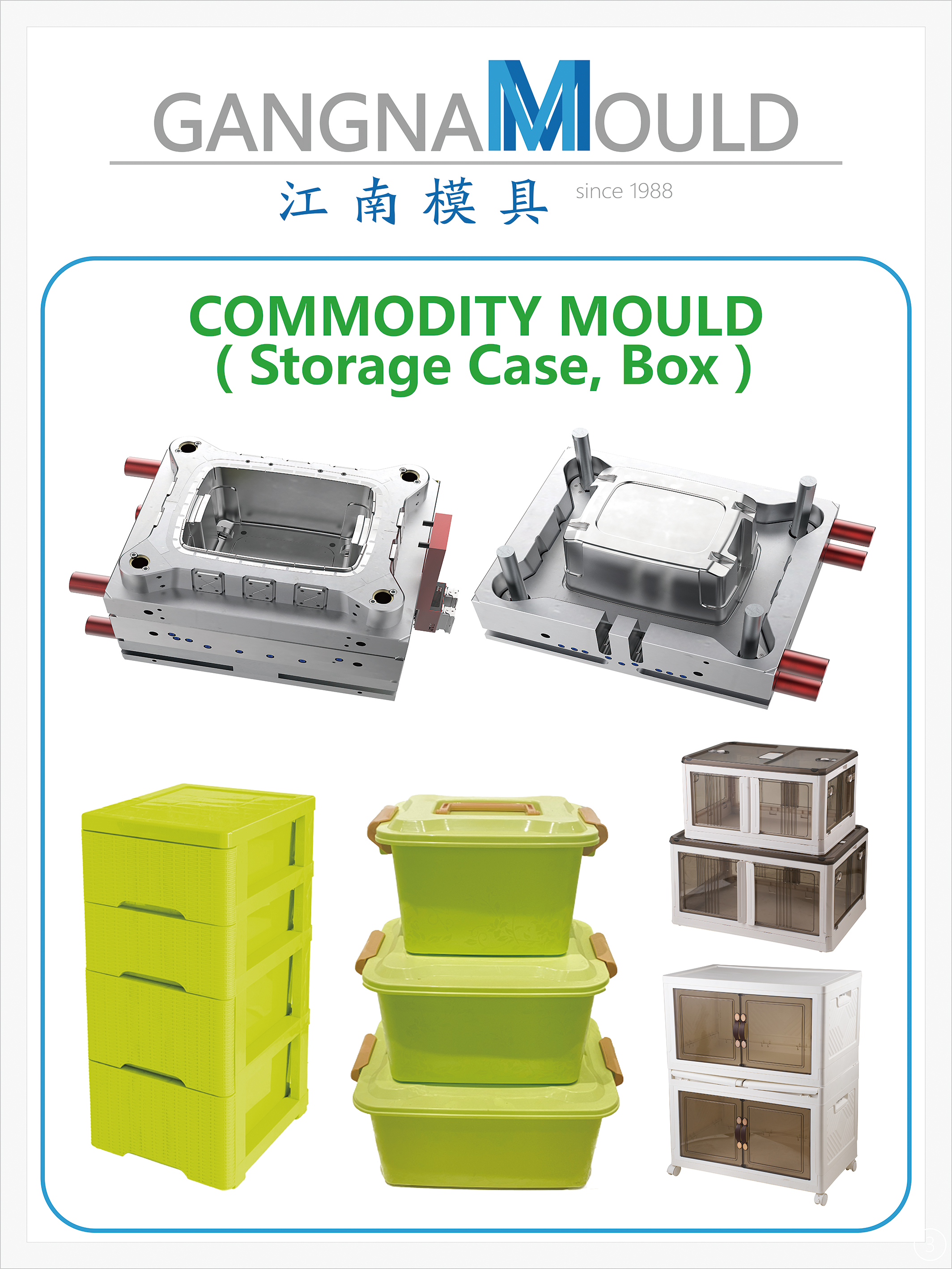 Storage case and box mould for retail and logistics packaging