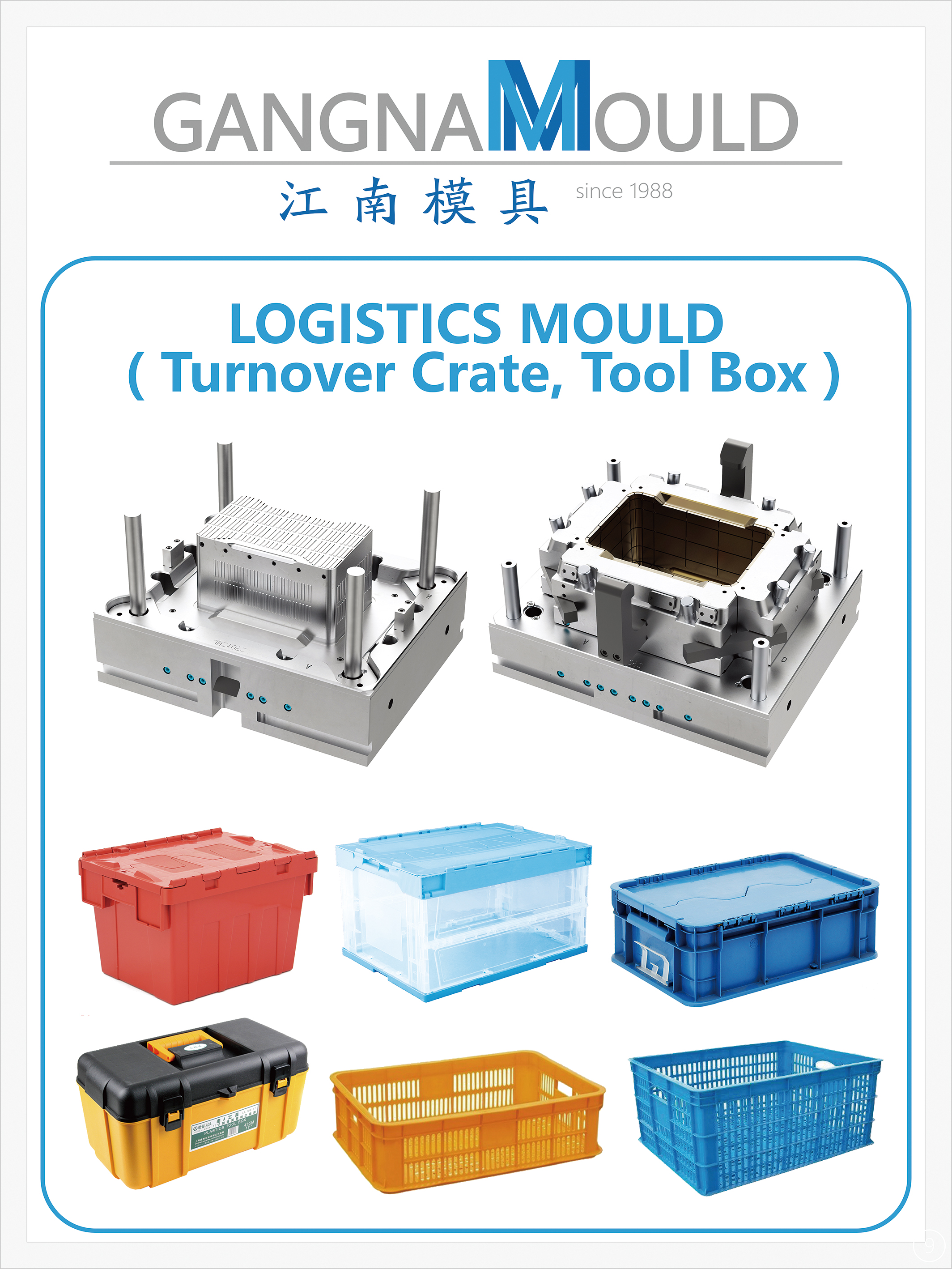 Turnover crate and tool box moulds for logistics and warehousing