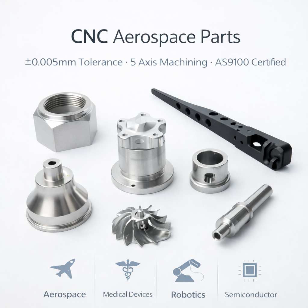 CNC machined aerospace precision components representing tolerance-critical industrial applications