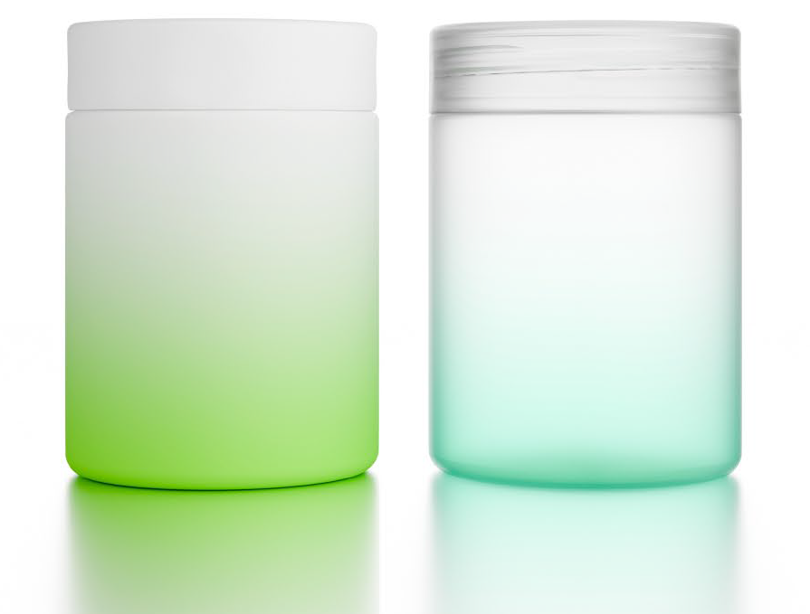 Gradient soft-touch coating on a custom supplement bottle showing tactile premium finish