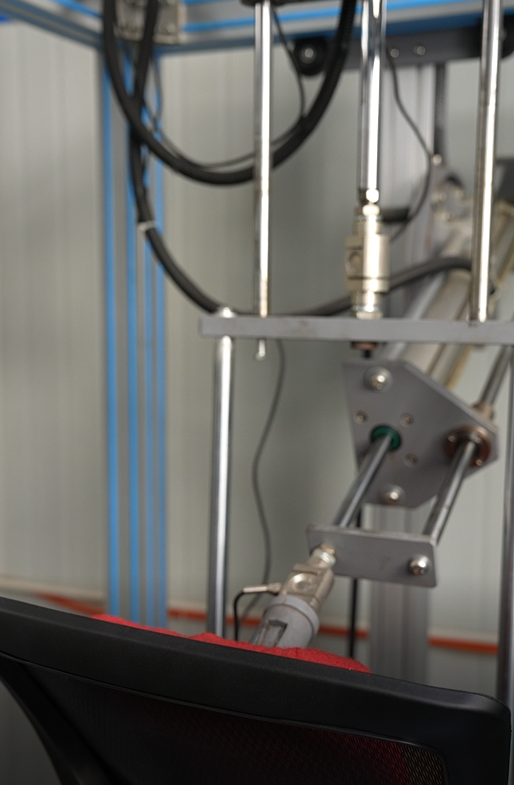 Office chair component and functional testing during production inspection