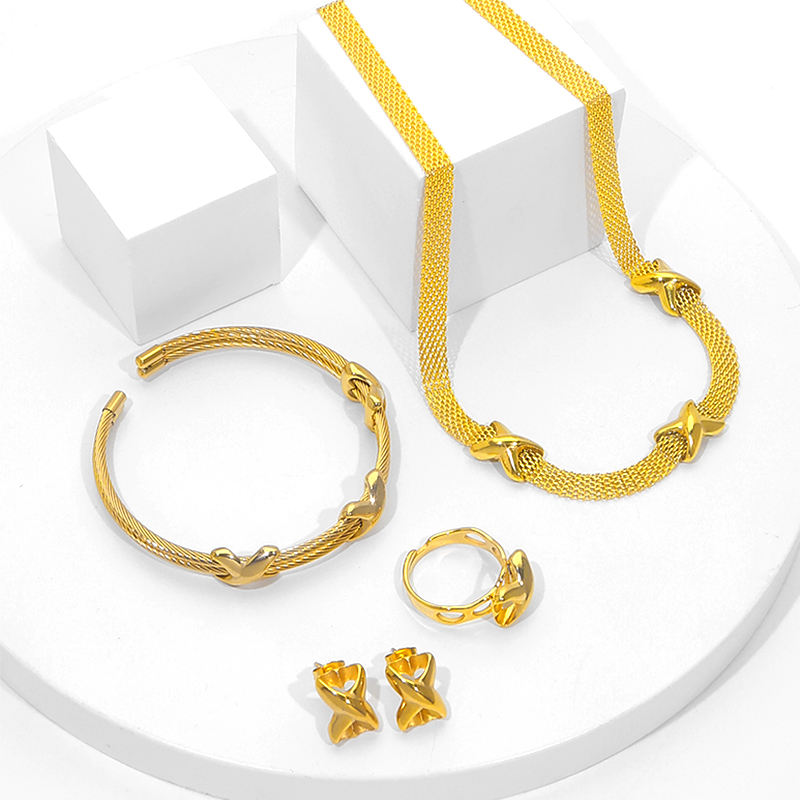 New Arrivals Jewelry Set - Stainless Steel custom bangle, necklace and earrings