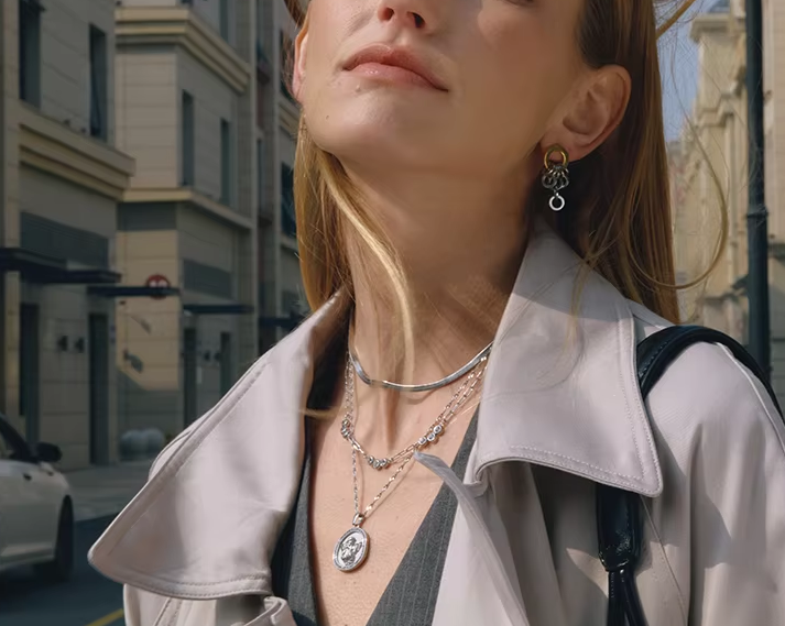 Everyday workwear styling with stainless steel jewelry