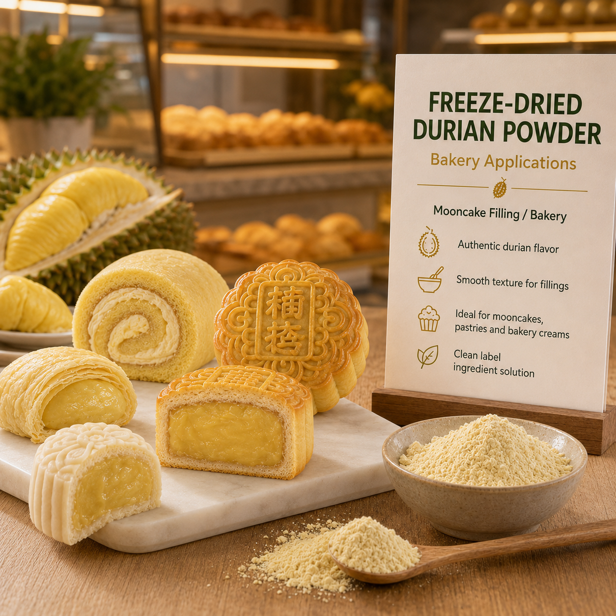 Freeze-dried durian powder in frozen dessert applications (illustrative)