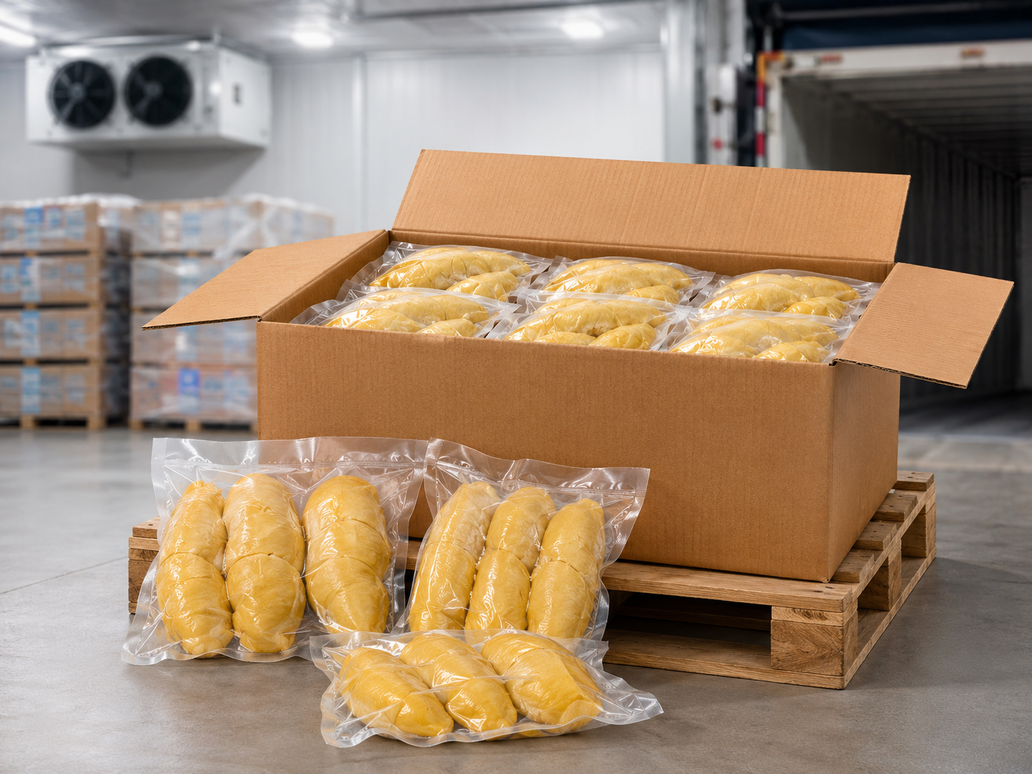 Frozen durian pulp whole deseeded segments for B2B supply