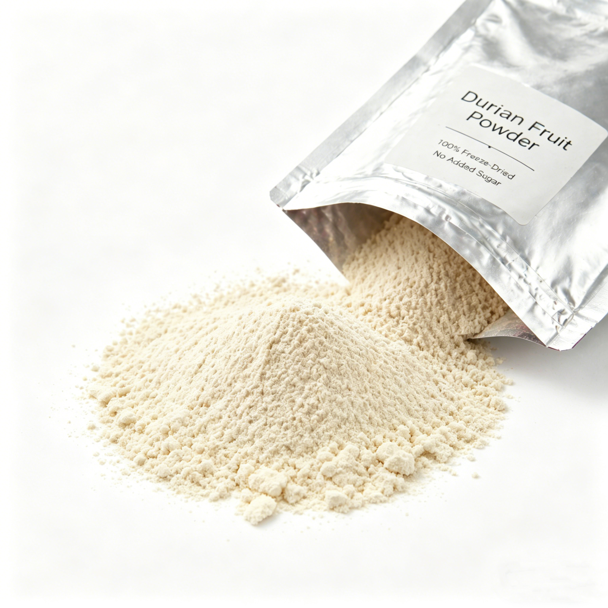 UrSnacks bulk freeze-dried durian powder in aluminum foil bag for B2B ingredient supply