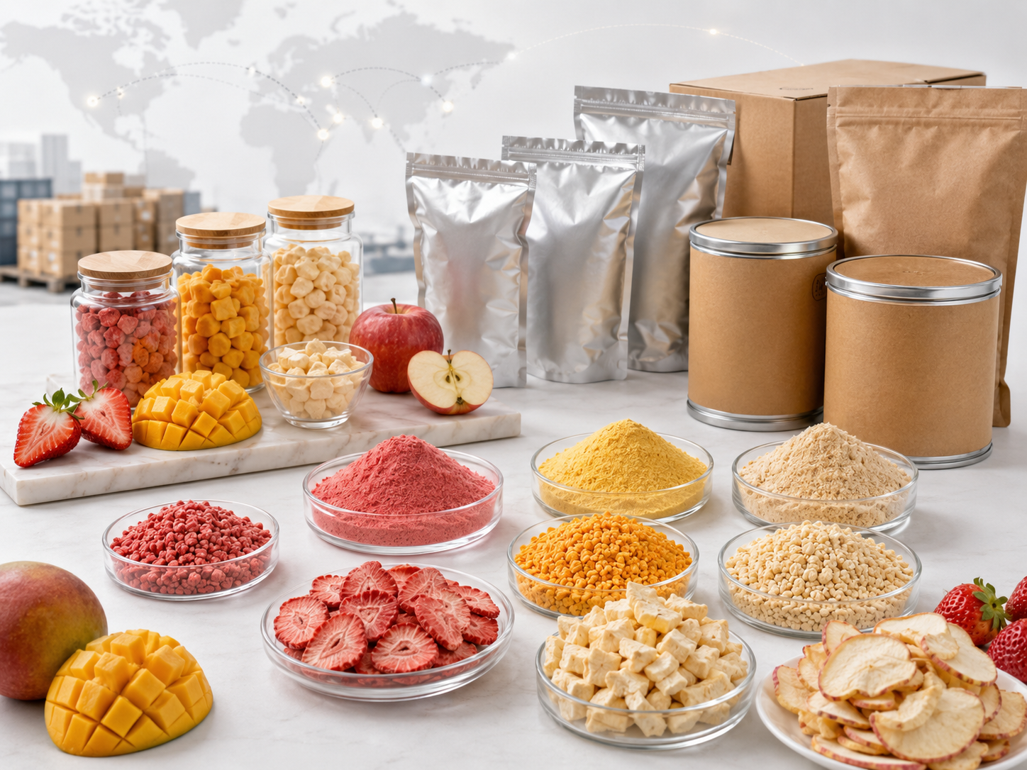 Freeze-dried fruit ingredients in bulk packaging for food manufacturers