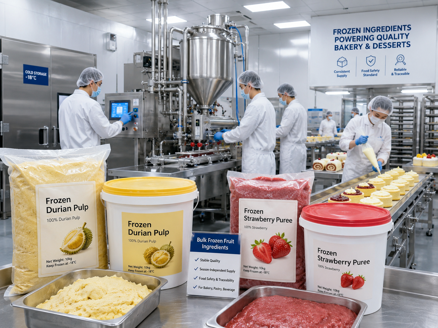 Frozen fruit ingredients used in bakery and dessert manufacturing