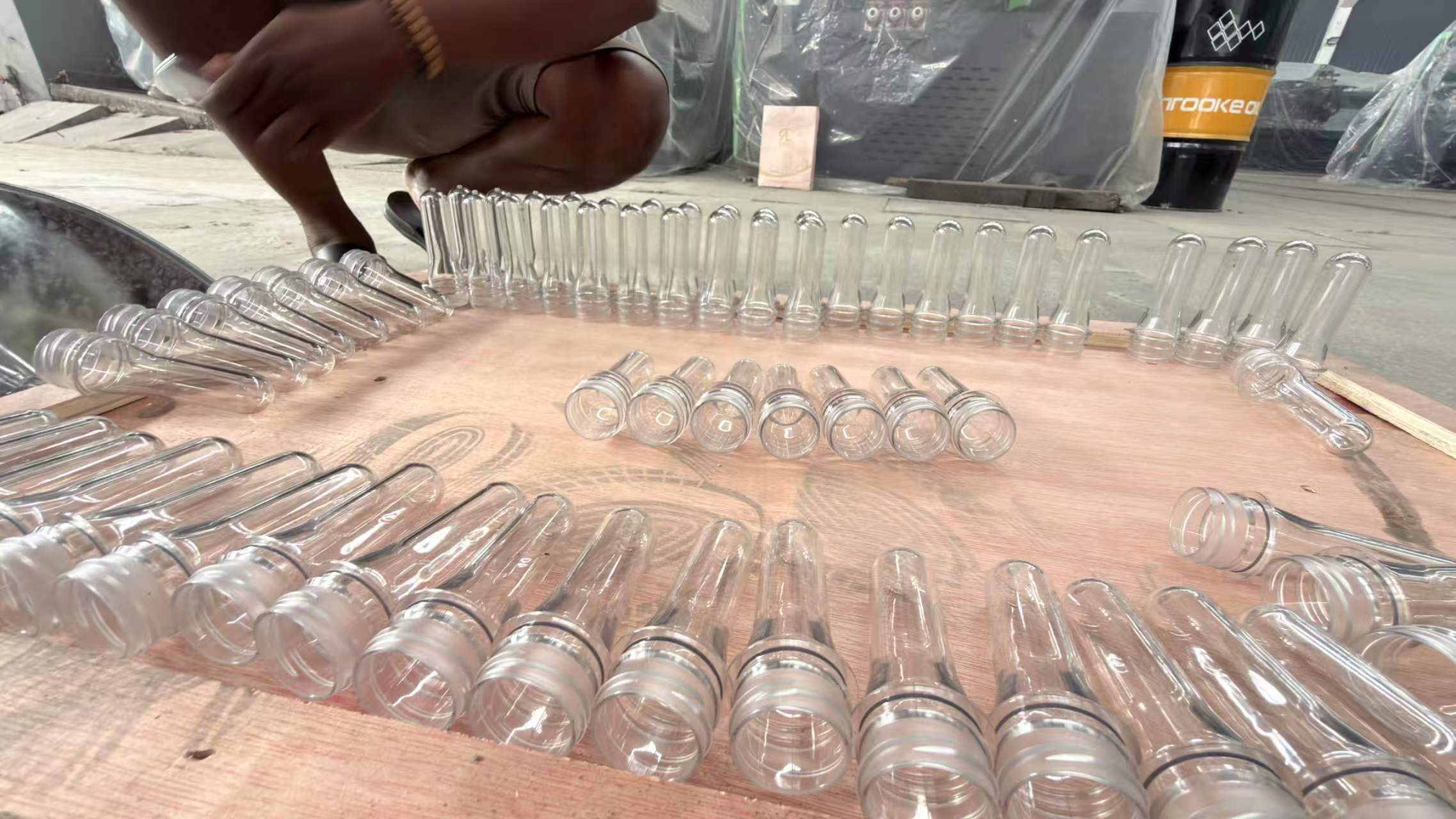 PET bottle preforms produced on a high-cavity preform injection machine, the output that CE conformity documentation and pre-shipment testing must describe