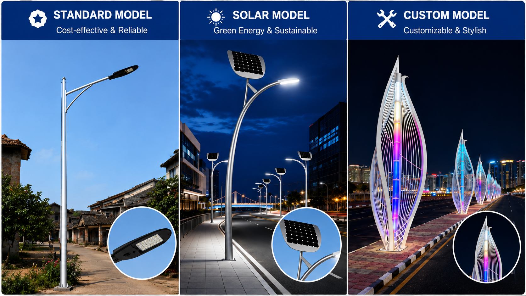Custom versus standard street light comparison chart