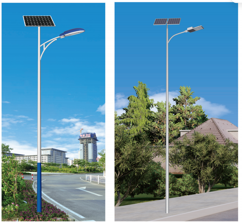 Separate-type solar LED street lamp model BF-SL-8M-100W with 100W LED and 200W solar panel