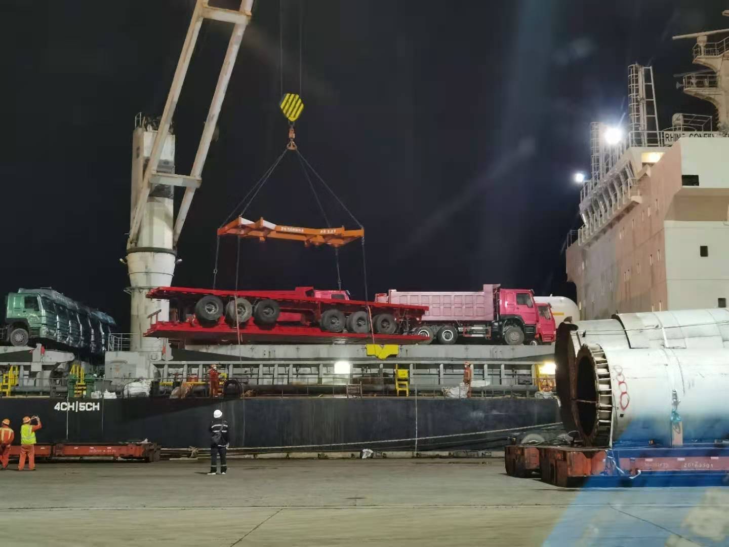 Semi trailers staged at an industrial yard before export loading