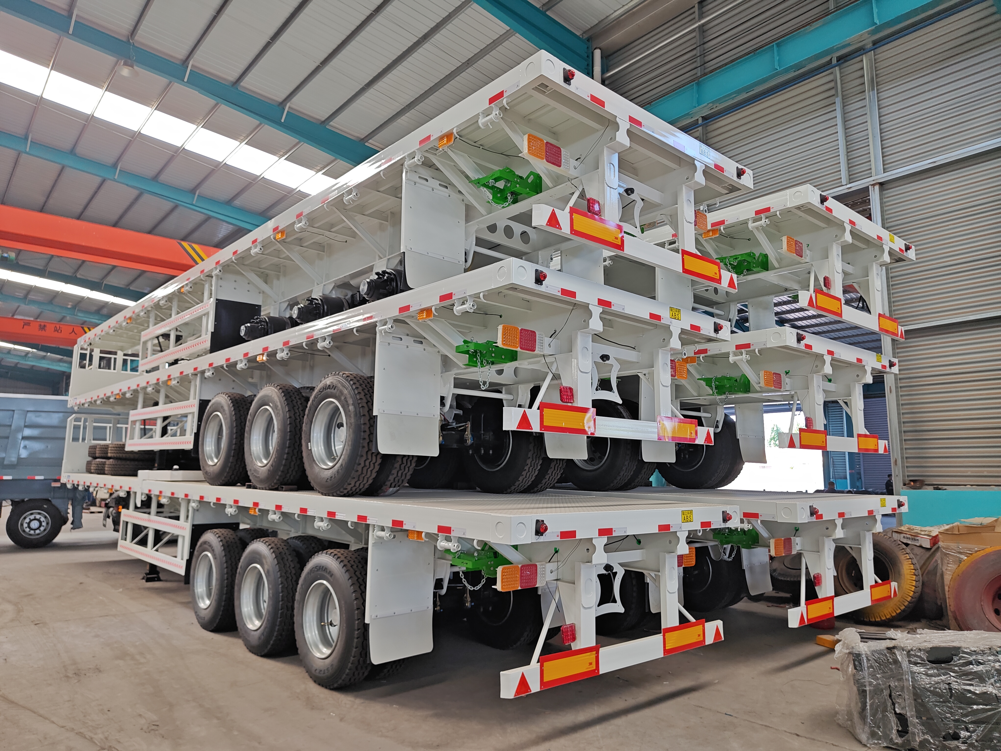Luen Auto trailer export delivery Trailers prepared for export delivery at the Luen Auto factory