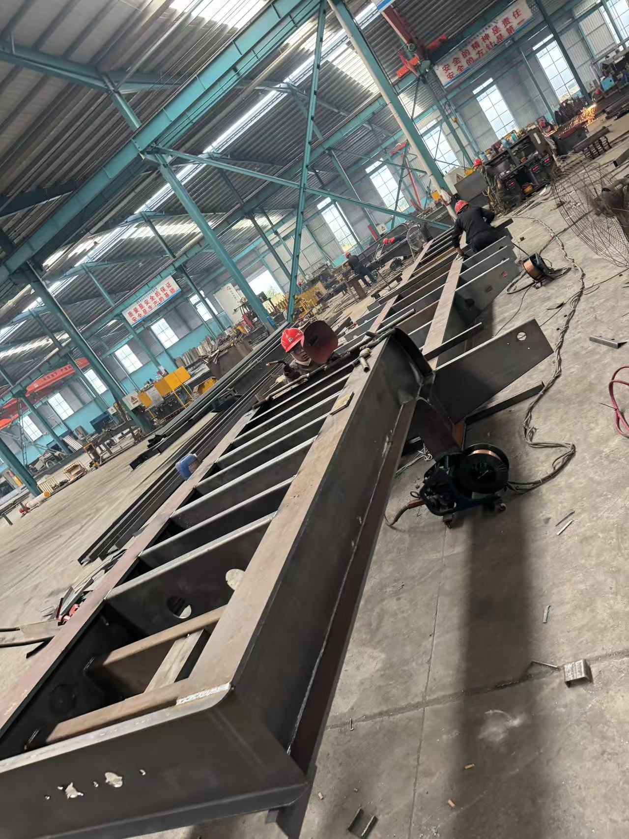 Flatbed and platform semi trailers prepared for export shipment