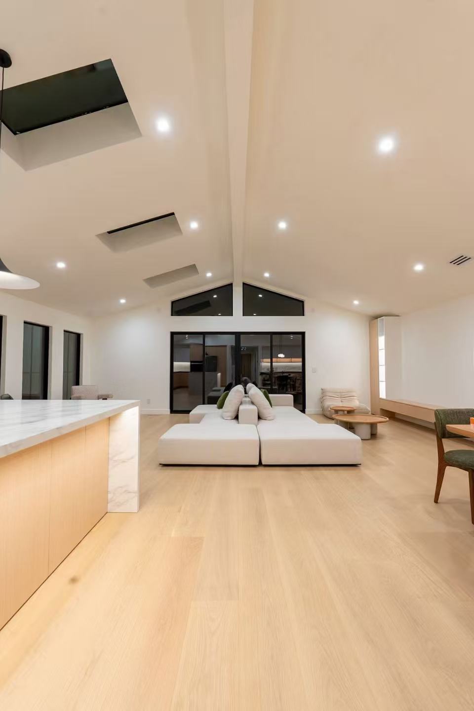 Actual installation of engineered wood flooring in a US residential house