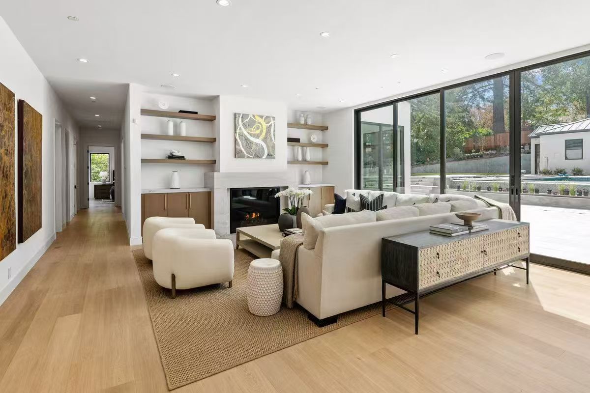 Wide plank engineered wood flooring installation in a residential project in the United States