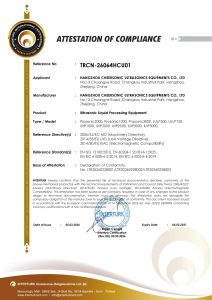 CE of Ultrasonic liquid processing equipment
