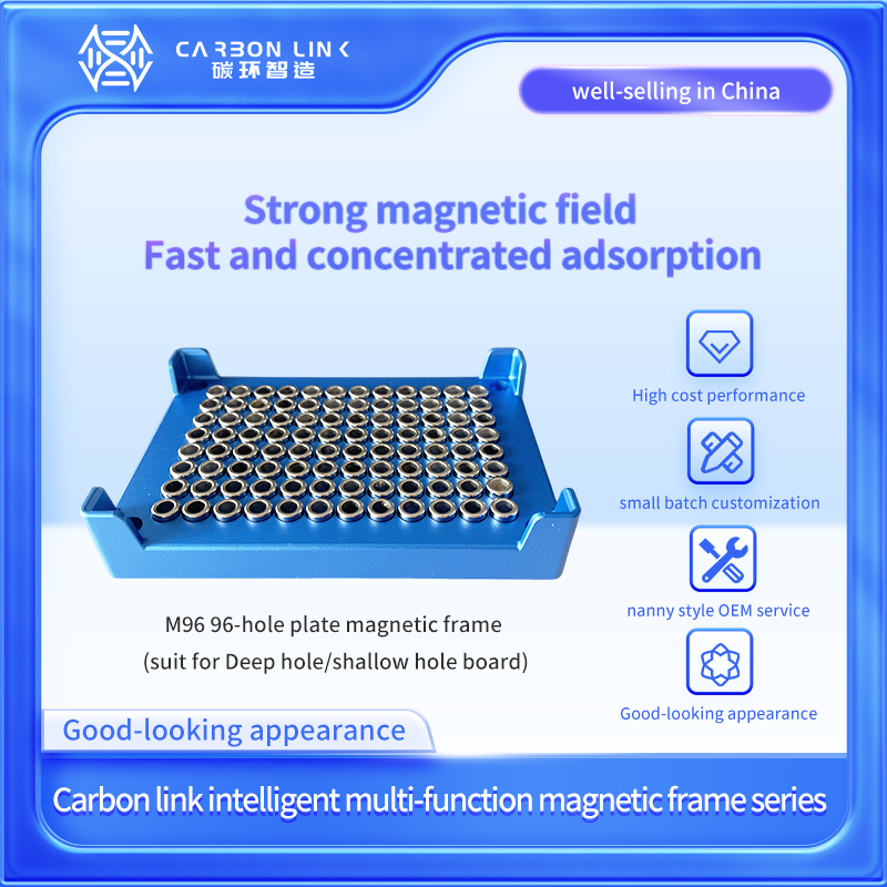 96-well plate magnetic separation rack used for magnetic bead separation in biotech sample preparation