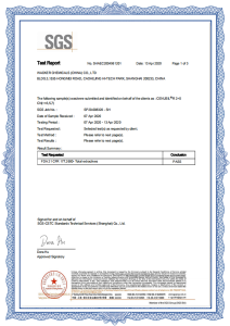 SGS FDA Food Contact Material Test Report