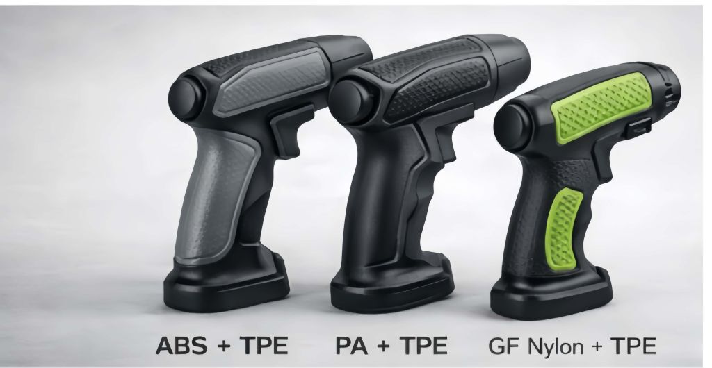 Engineering plastic injection molding process showing custom parts being produced