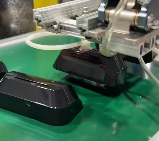 Electronics manufacturing line using injection molded plastic components