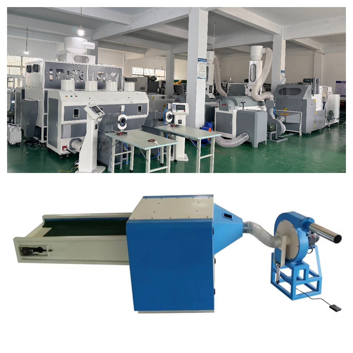 Diagram comparing traditional direct filling with quantitative weigh-filling for home textiles