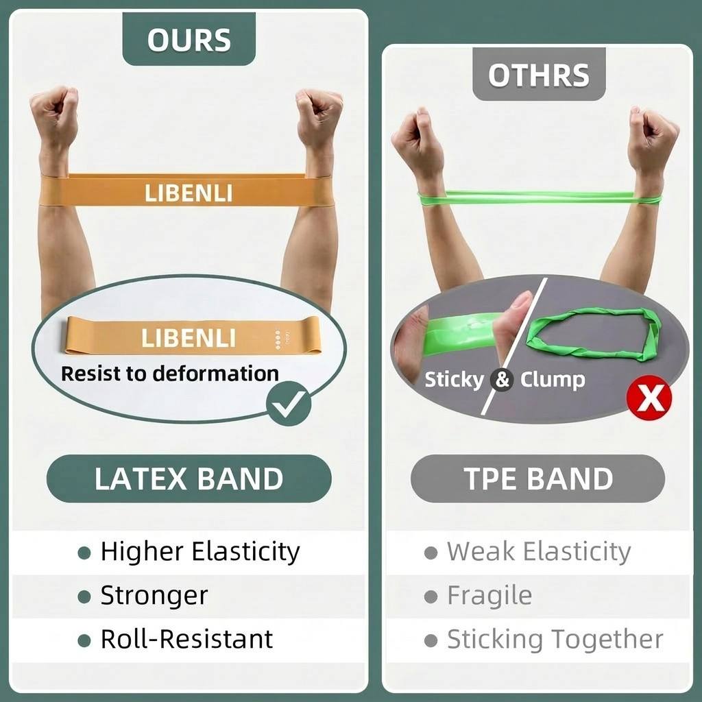 Comparison diagram of TPE vs latex resistance band performance