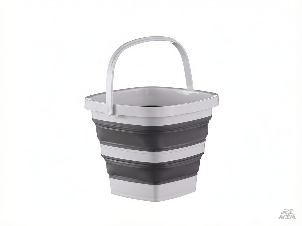 Collapsible water bucket example Collapsible water bucket with PP rim and TPE foldable wall