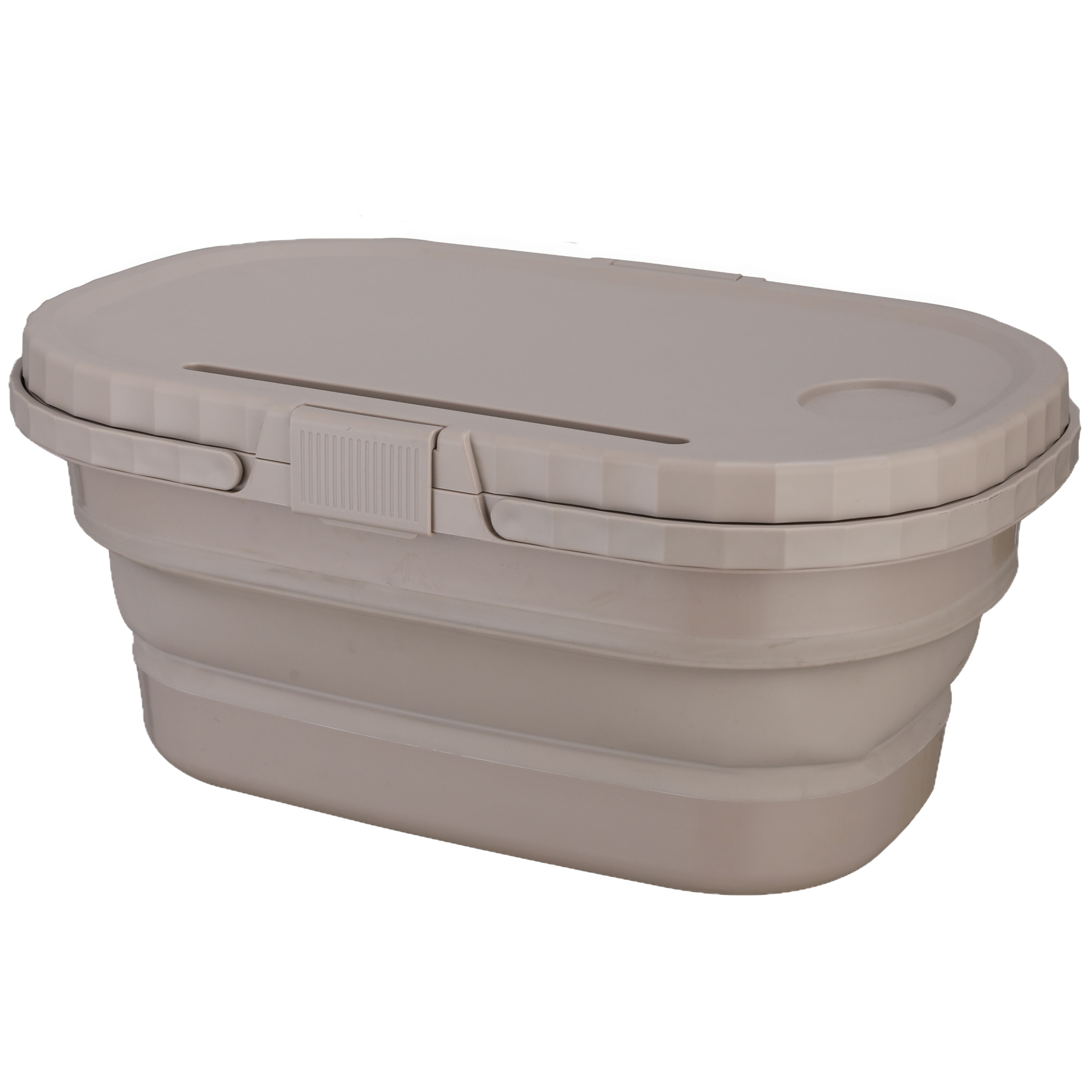 Collapsible multi-function picnic basket with table top for outdoor distribution