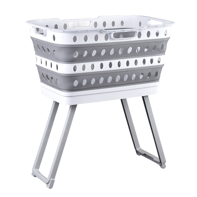 Custom 43L plastic folding basket with stand produced by Taizhou Nantong Plastic Co., Ltd.