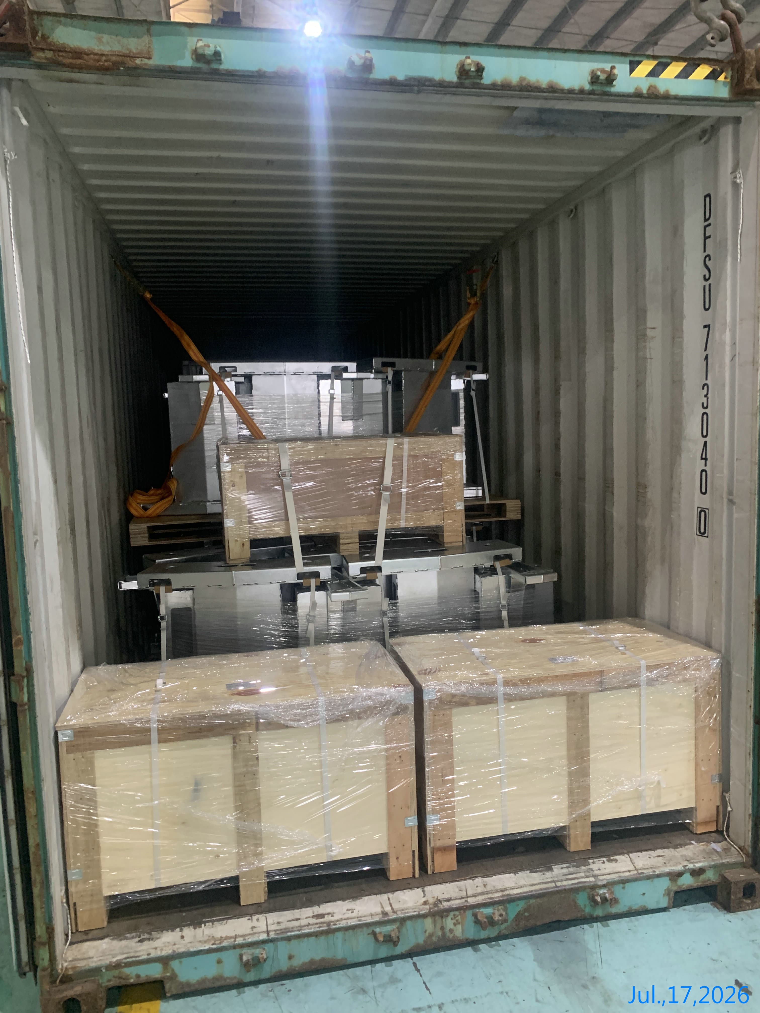 Delivery of galvanized steel fabricated components prepared for ocean freight