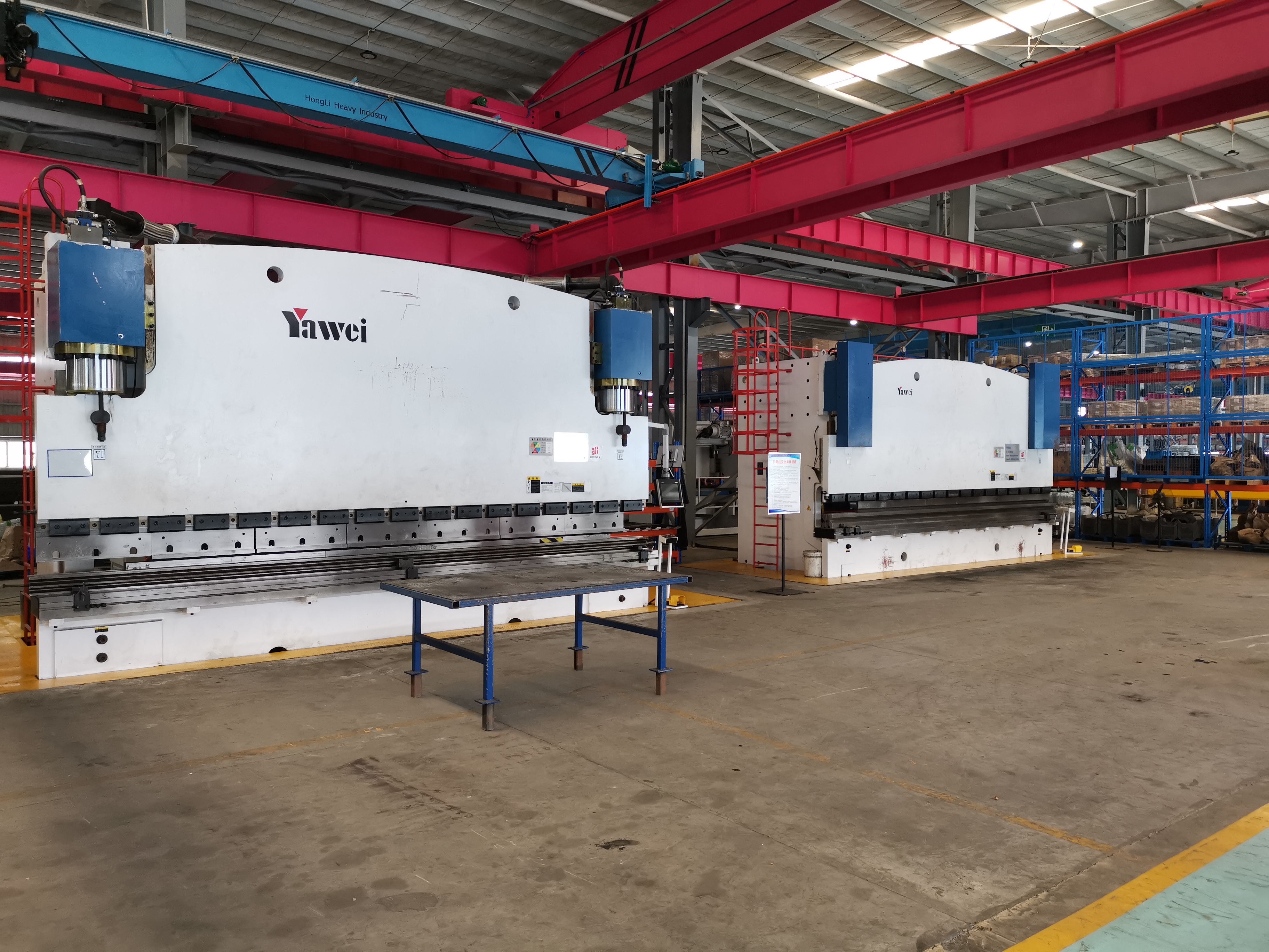 Press brake forming equipment at the Openex manufacturing premise near Xiamen Port