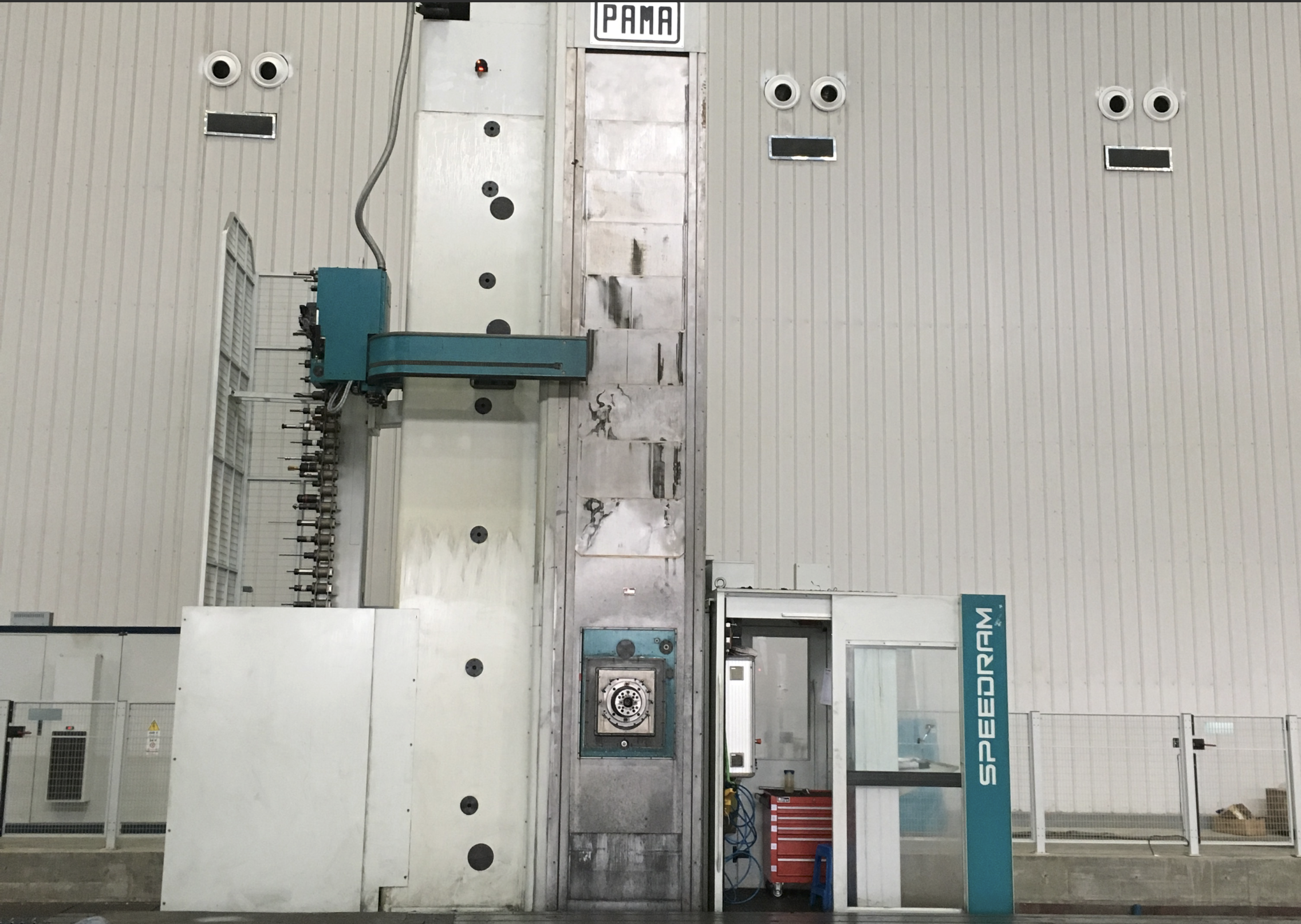 PAMA Speedram 180 floor-type boring and milling machining center used for post-weld machining of large heavy workpieces
