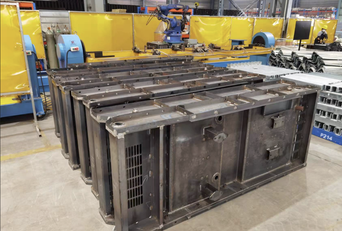 Welding fabrication of a diesel generator base frame and genset base assembly