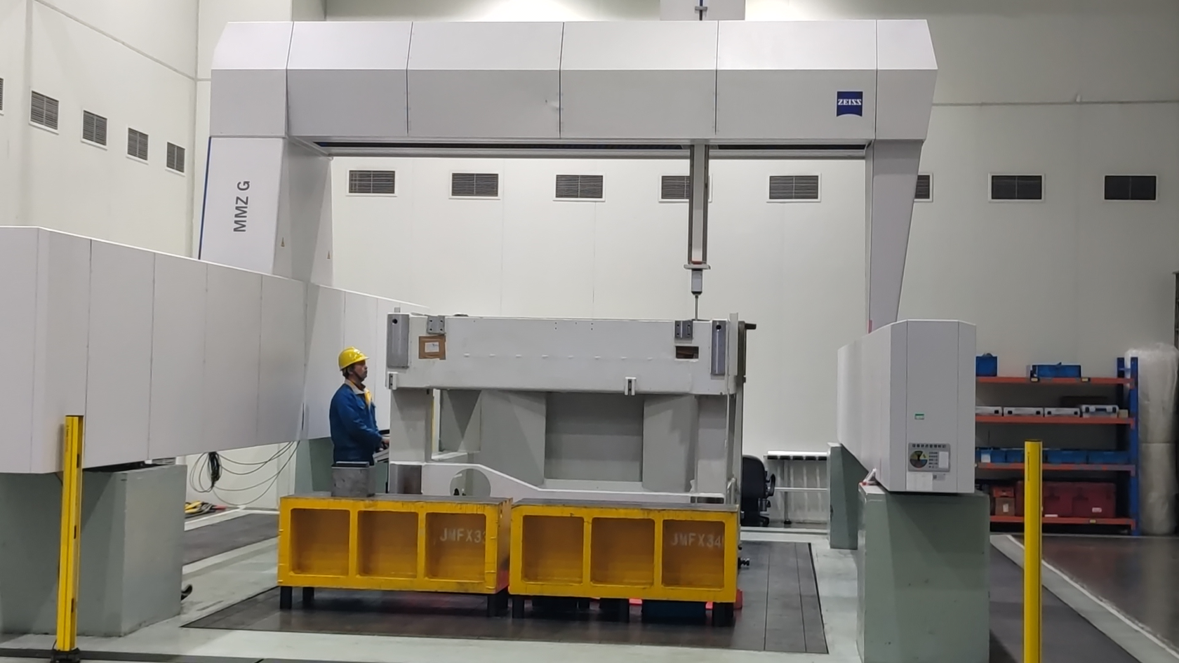 Large Zeiss CMM measuring a fabricated metal component