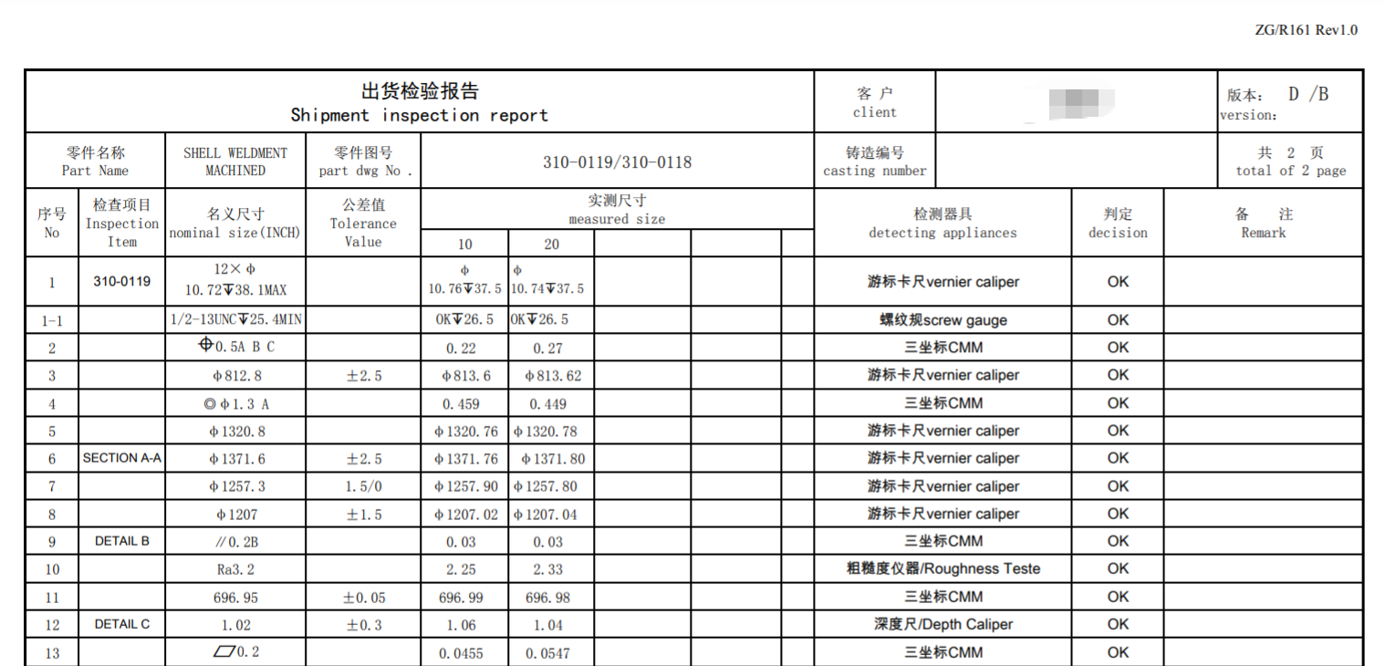 Final Inspection Report for the flywheel shells and toplates