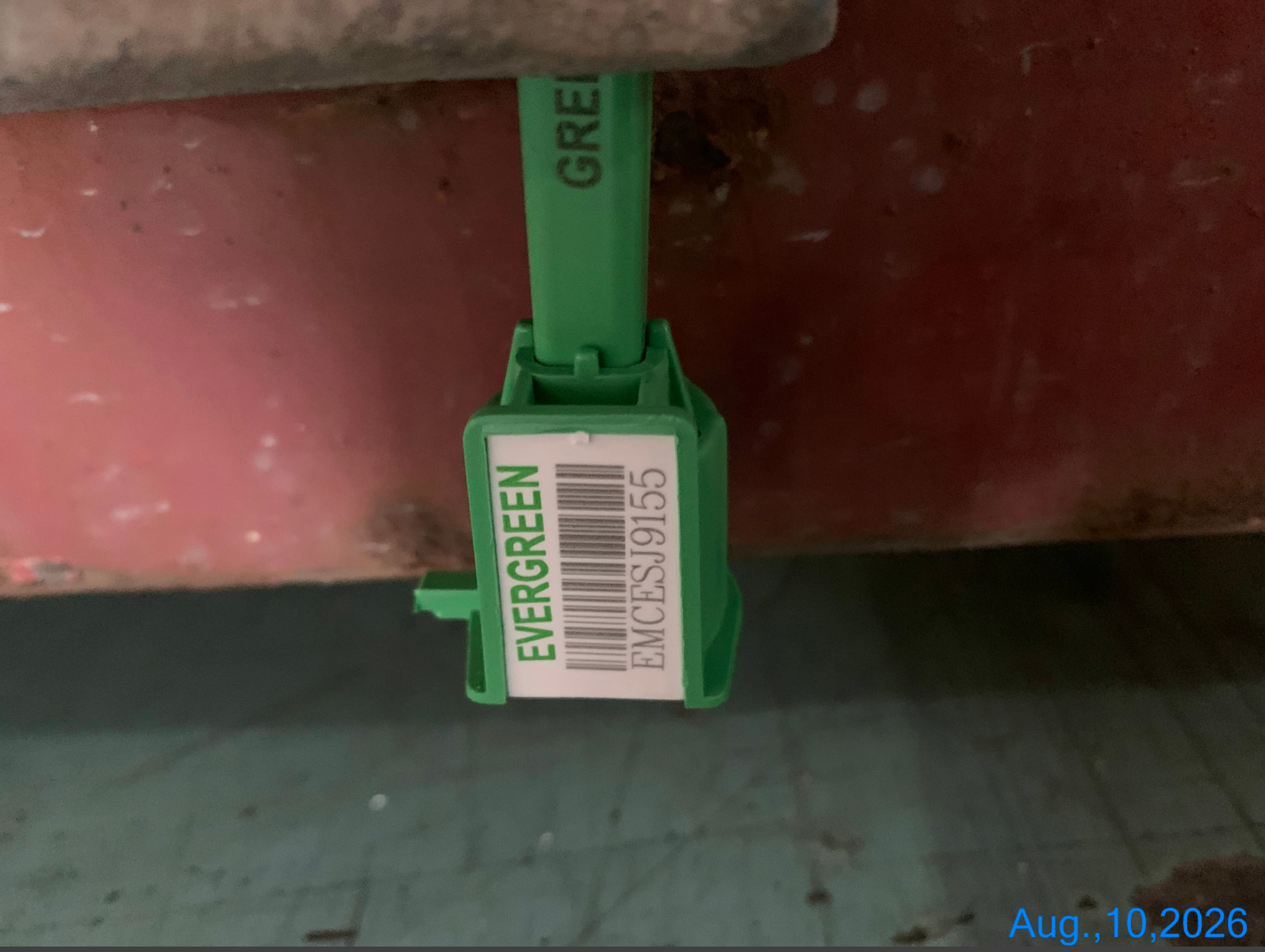 Container seal number photographed at loading as part of Openex shipment documentation