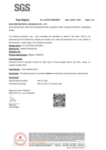 SGS Test Report for 850gsm PVC Coating Material