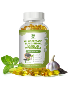 Lukaree Organic Oregano Oil Capsules with Black Seed Oil & Vitamin D3 + E