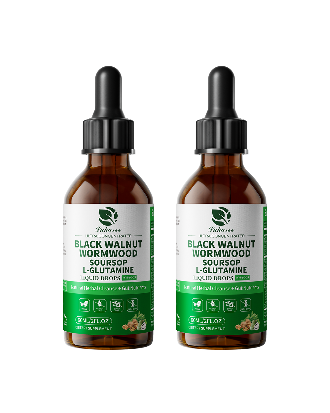 Lukaree 13-in-1 Soursop and Black Walnut liquid drops for gut cleanse support