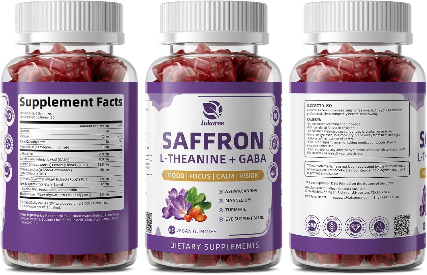 Lukaree 10-in-1 Saffron Gummies – Mood, Focus & Eye Support