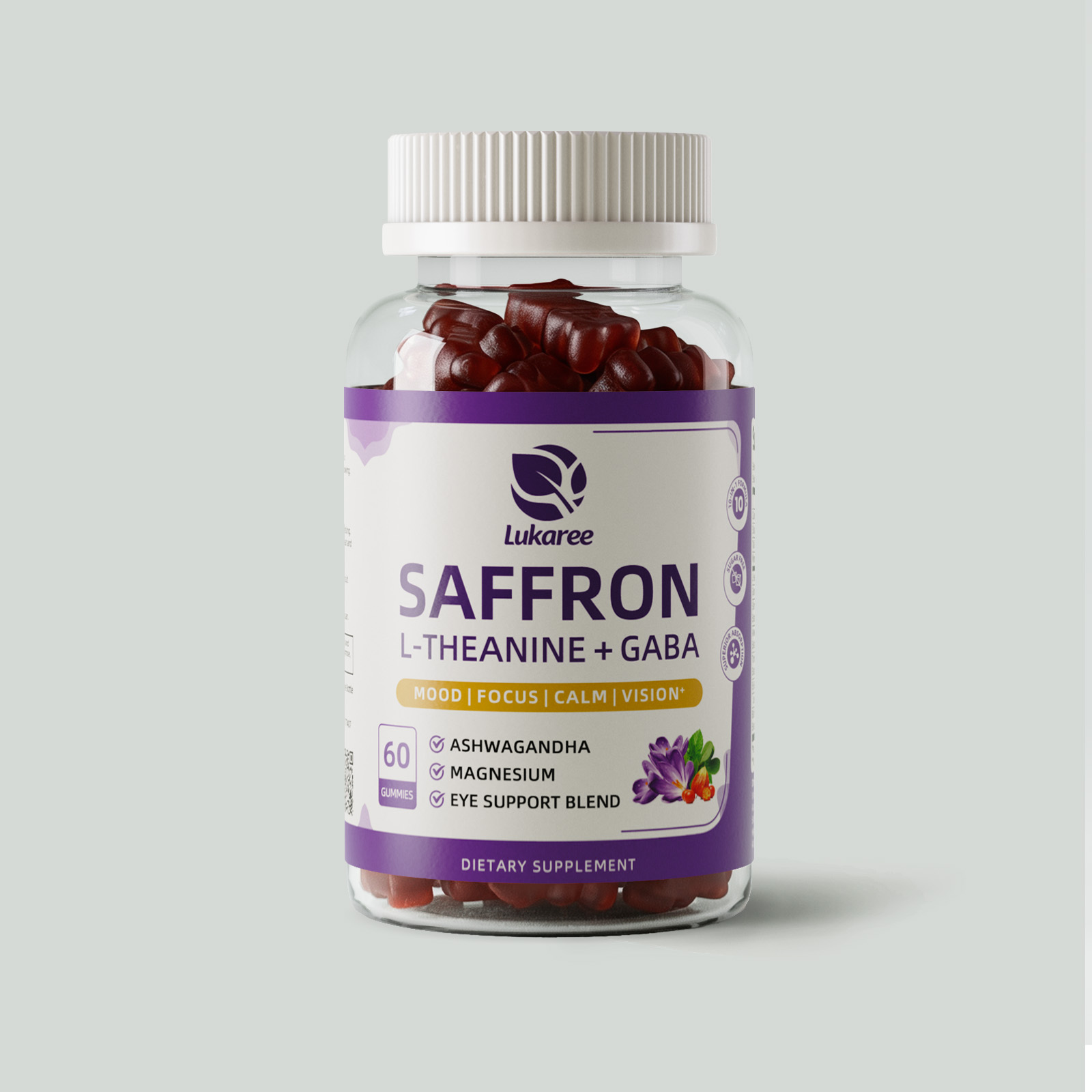 Lukaree 10-in-1 Saffron Gummies – Mood, Focus & Eye Support 120Gummies