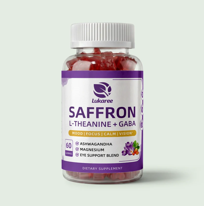 Lukaree 10-in-1 Saffron Gummies bottle, referenced in review records that raise return-term questions