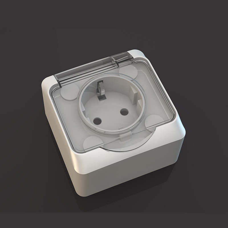 IP54 waterproof Schuko wall socket, surface mounted 16A socket for humid environments