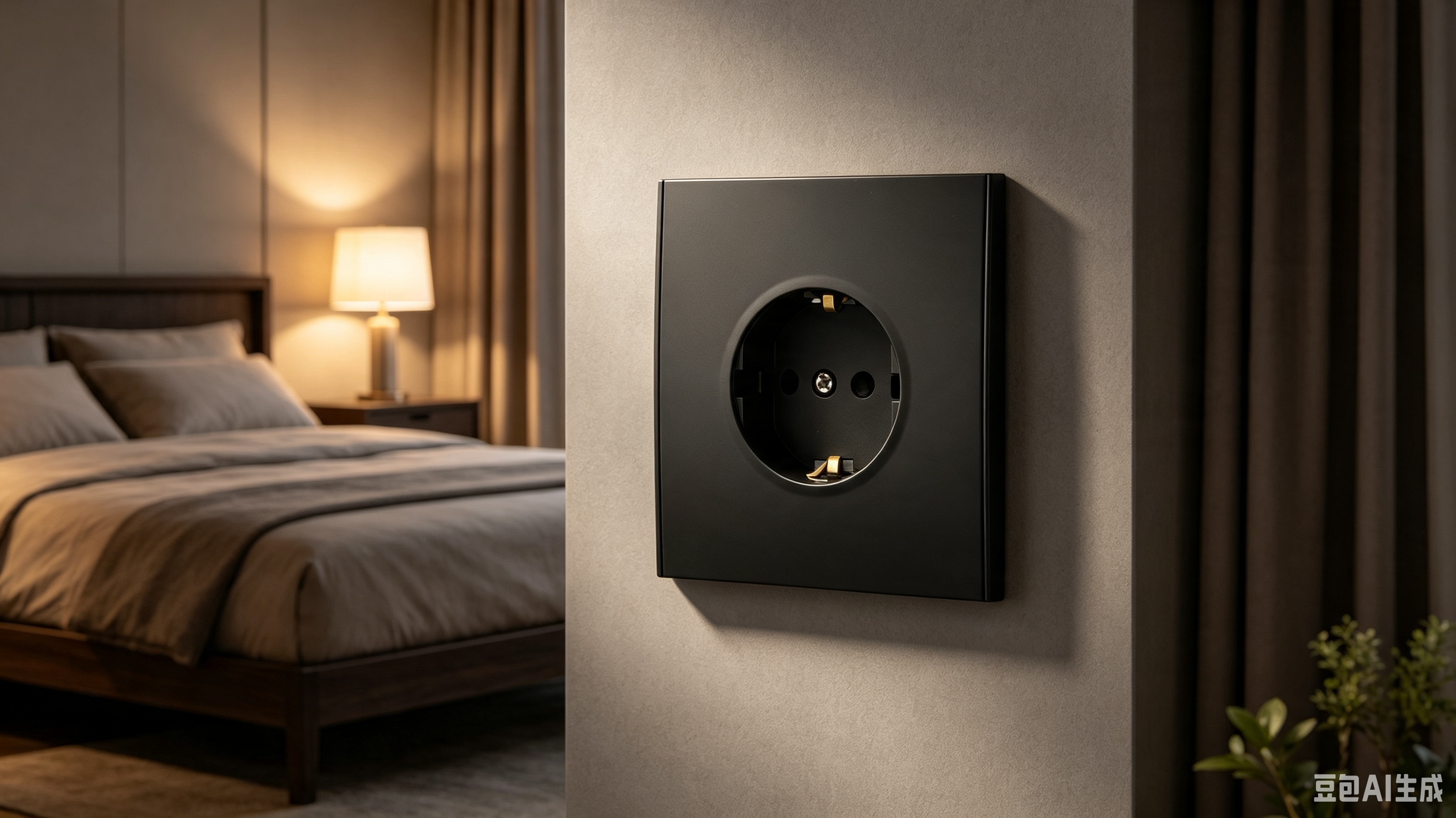 Wall socket installed in a residential construction setting for household appliances
