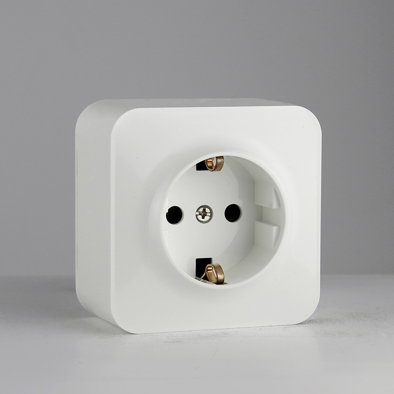 CE certified Schuko wall socket, surface mounted 16A Type F socket with child safety shutter